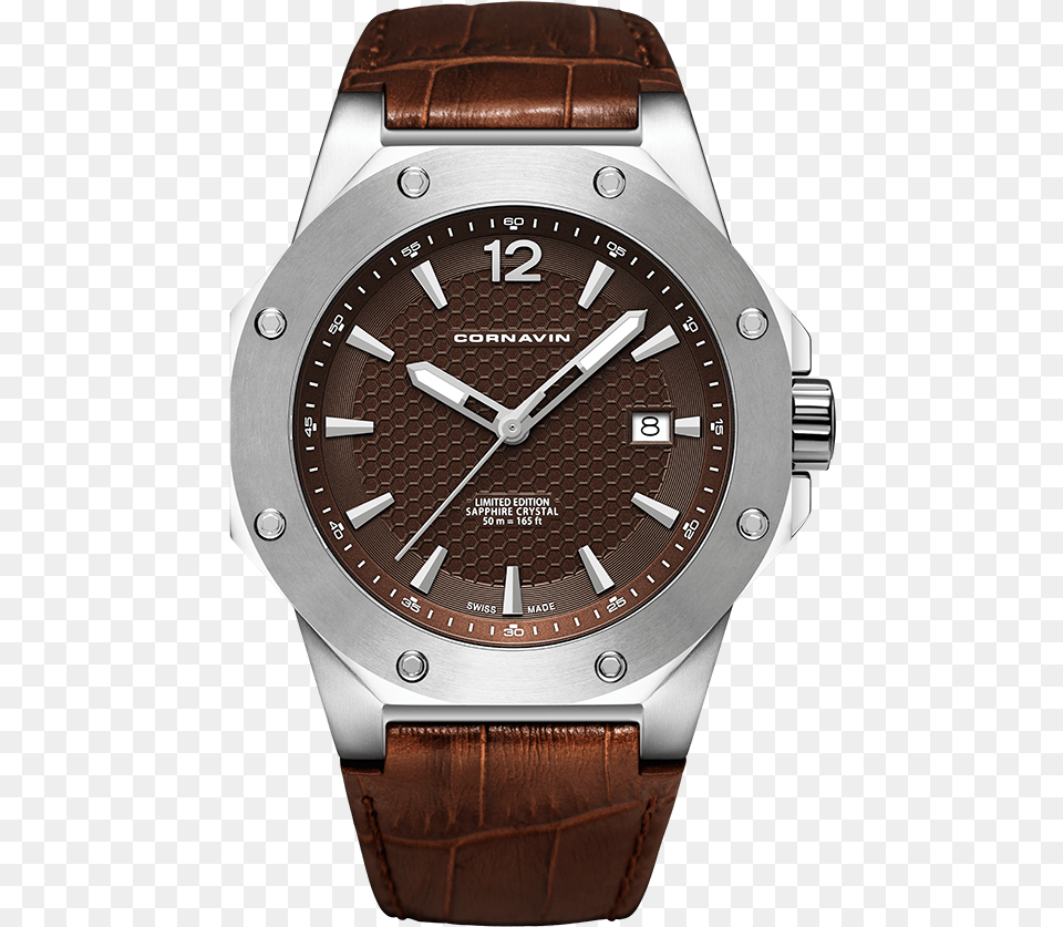 Brown Dial With Super Luminova On Hour And Minute Hands Cornavin Downtown Gold, Arm, Body Part, Person, Wristwatch Free Transparent Png