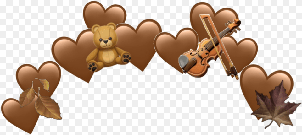 Brown Emoji Heart Hearts Leaf Sticker By Josephine Art, Plant, Firearm, Weapon, Musical Instrument Free Png