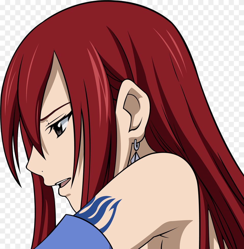 Brown Eyes Erza Scarlet Fairy Tail Long Hair Red Tattoo Erza Scarlet Fairy Tail, Publication, Book, Comics, Adult Png