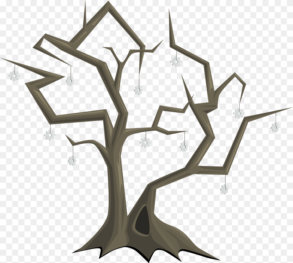 Brown Fantasy Gear Tree Clipart, Art, Cross, Symbol, Plant Png