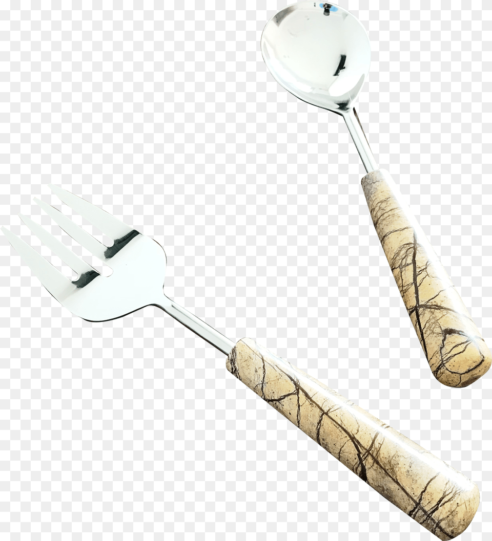 Brown Forest Marble Stone Tear Drop Shape Handles Salad Fork, Cutlery, Spoon Free Transparent Png