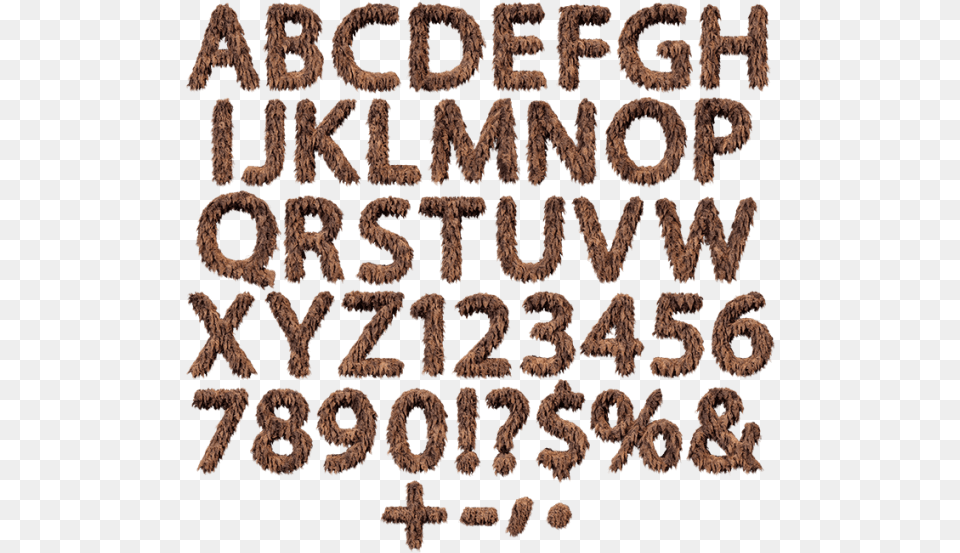 Brown Fur Font Letters, Text Free Png