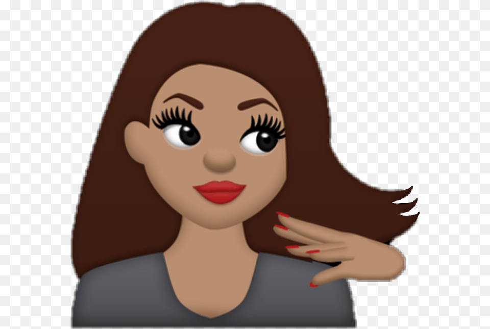 Brown Hair Girl Emoji Girl Flipping Hair Emoji, Face, Head, Person, Photography Free Png Download