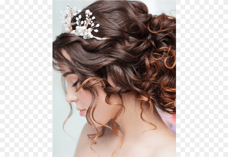 Brown Hair Woman With Wedding Haircut Coiffure Pour La Marie, Accessories, Adult, Bride, Female Free Png Download