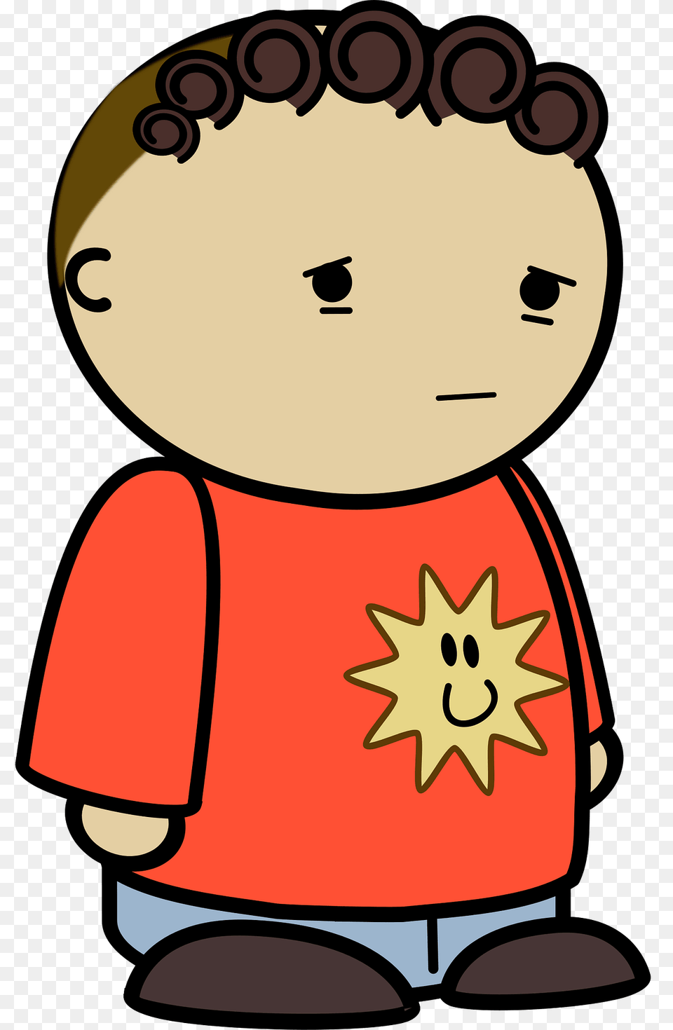 Brown Haired Boy In An Orange Shirt Disappointed To The Side Clipart, Baby, Person Free Transparent Png