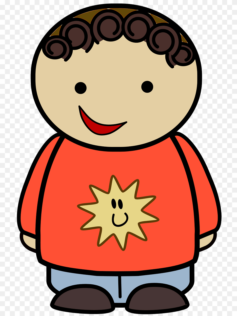 Brown Haired Boy In An Orange Shirt Happy Face Front Clipart, Baby, Person, Head Free Png
