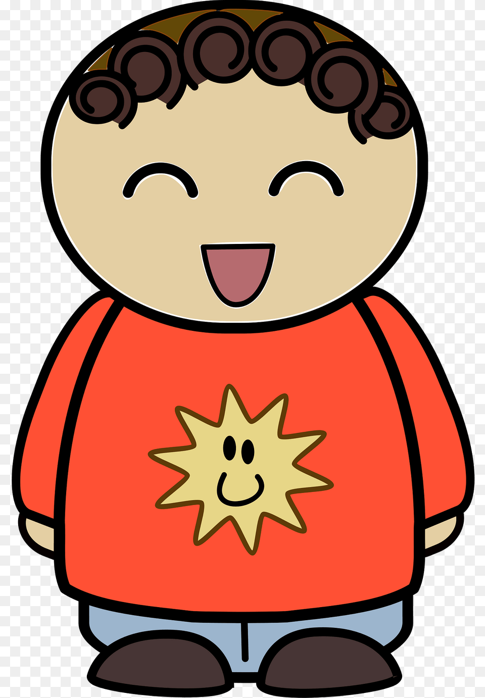 Brown Haired Boy In An Orange Shirt Laughing Front Clipart, Baby, Person, Face, Head Free Png Download