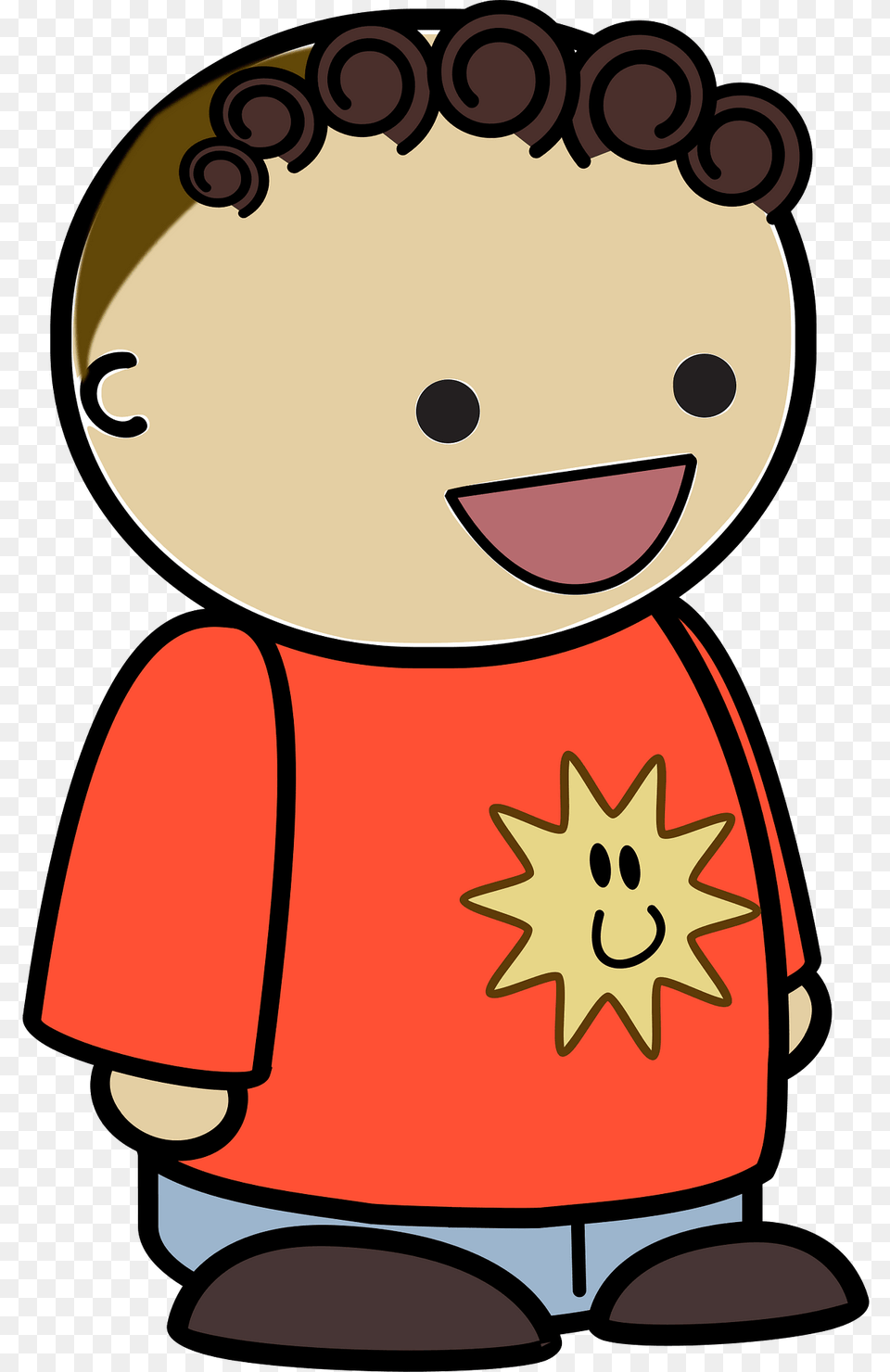 Brown Haired Boy In An Orange Shirt Laughing To The Side Clipart Free Png