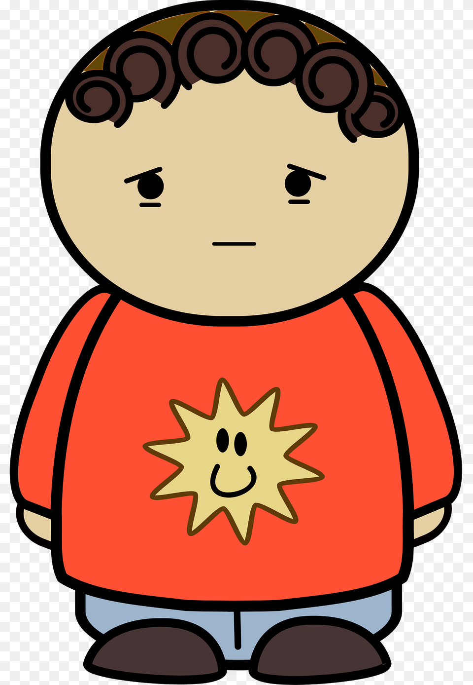 Brown Haired Boy In An Orange Shirt Sad Face Front Clipart, Baby, Person, Symbol Free Png Download