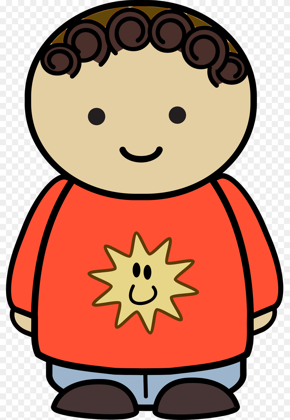 Brown Haired Boy In An Orange Shirt Smiling Front Clipart, Baby, Person Free Transparent Png