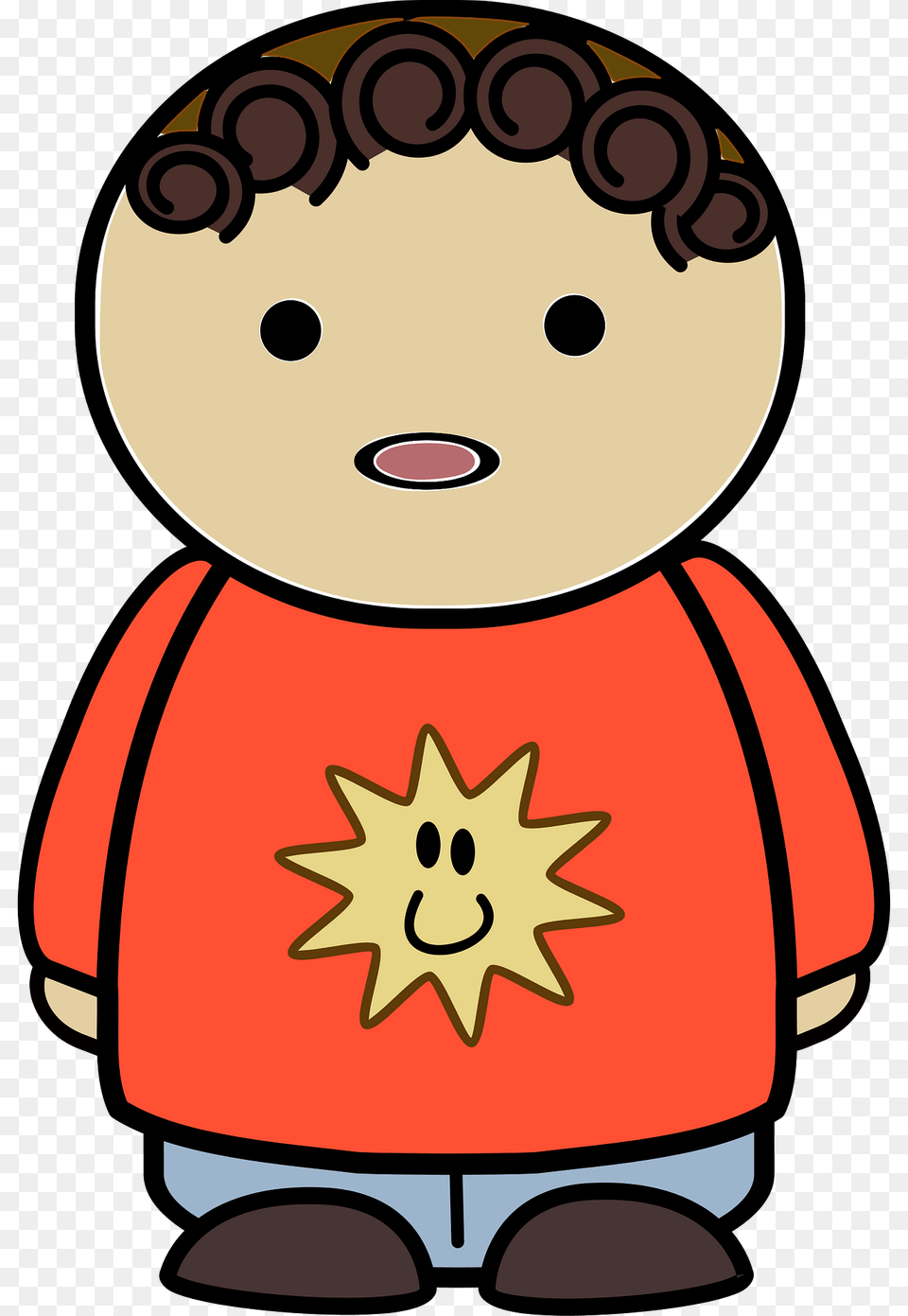 Brown Haired Boy In An Orange Shirt Surprised Front Clipart, Dynamite, Weapon Png Image