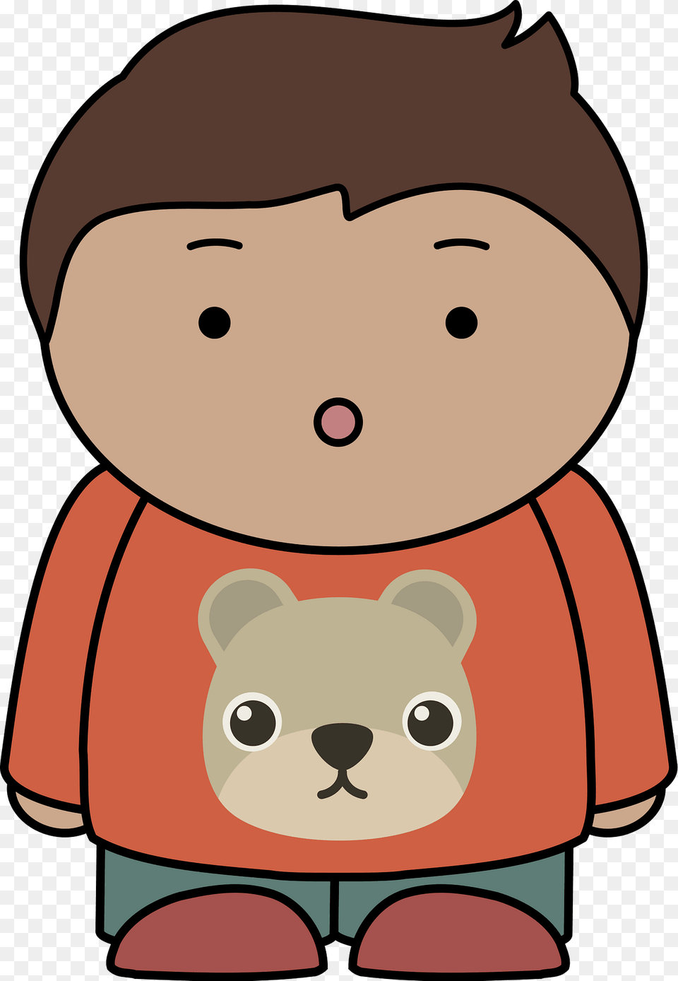 Brown Haired Boy In An Orange Shirt Surprised Front Clipart, Animal, Bear, Mammal, Wildlife Free Transparent Png