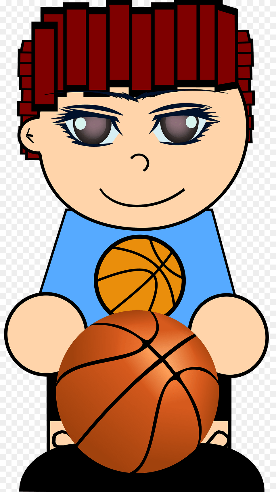 Brown Haired Boy With A Basketball Clipart, Baby, Ball, Basketball (ball), Face Free Transparent Png