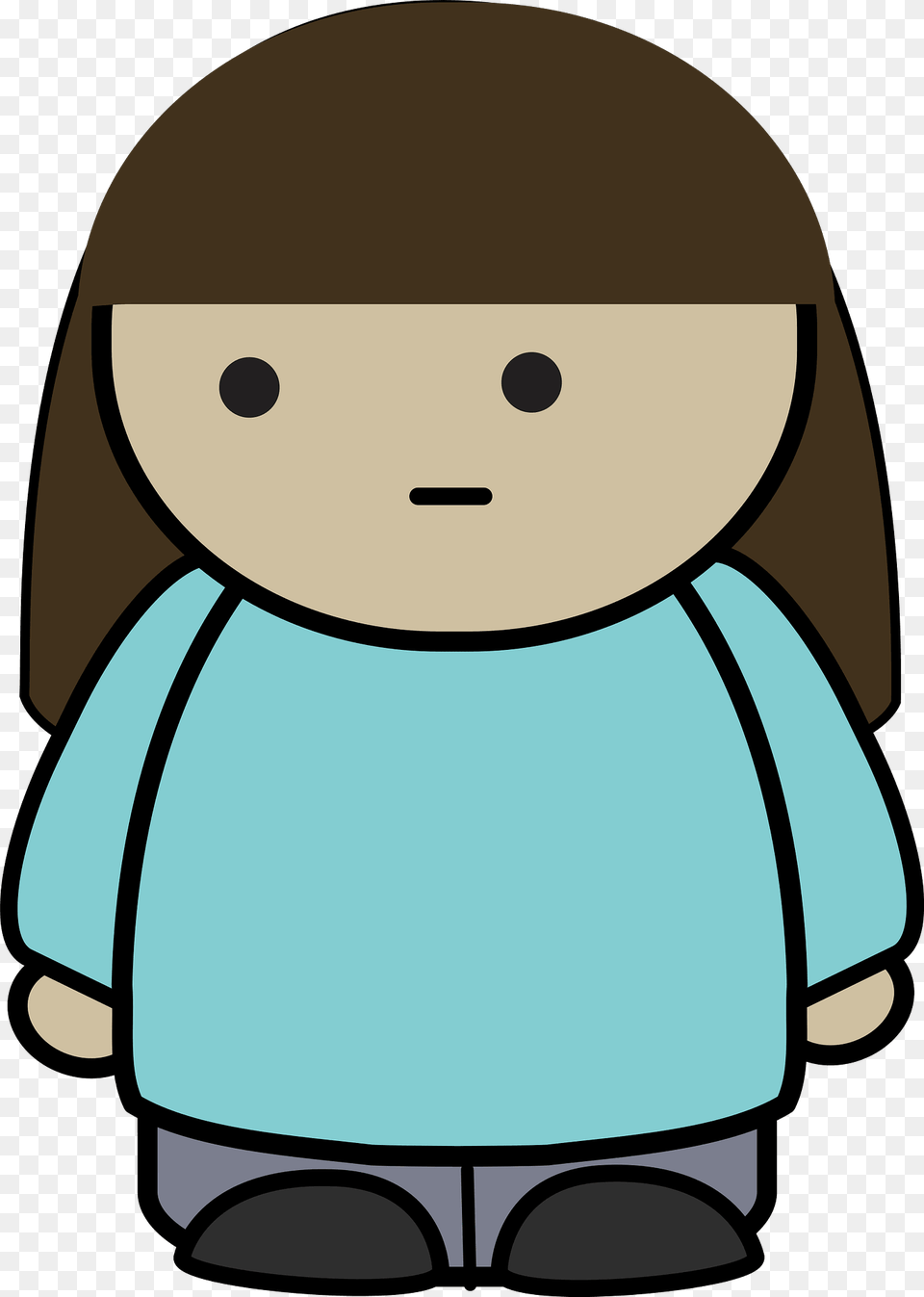 Brown Haired Girl In A Blue Shirt No Expression Front Clipart, Clothing, Hardhat, Helmet, Toy Free Transparent Png
