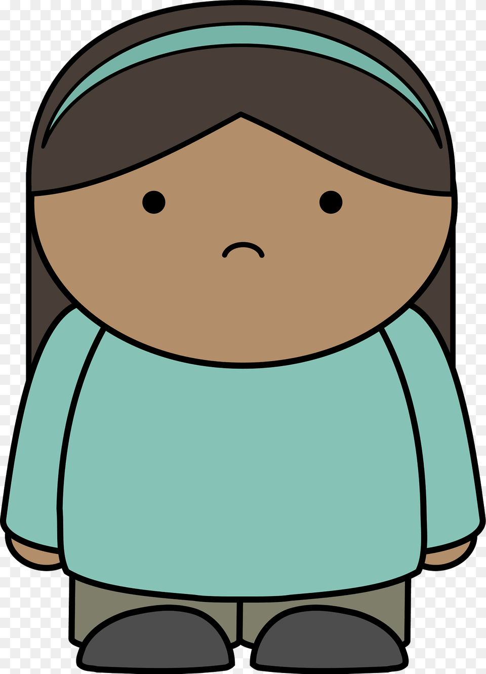 Brown Haired Girl In A Green Shirt No Expression Front Clipart, Toy, Doll Free Transparent Png