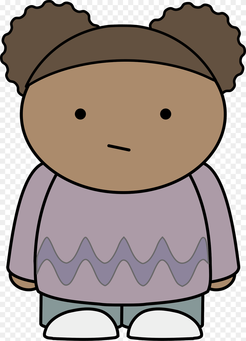 Brown Haired Girl In A Purple Shirt No Expression Front Clipart, Toy, Doll, Baby, Person Png