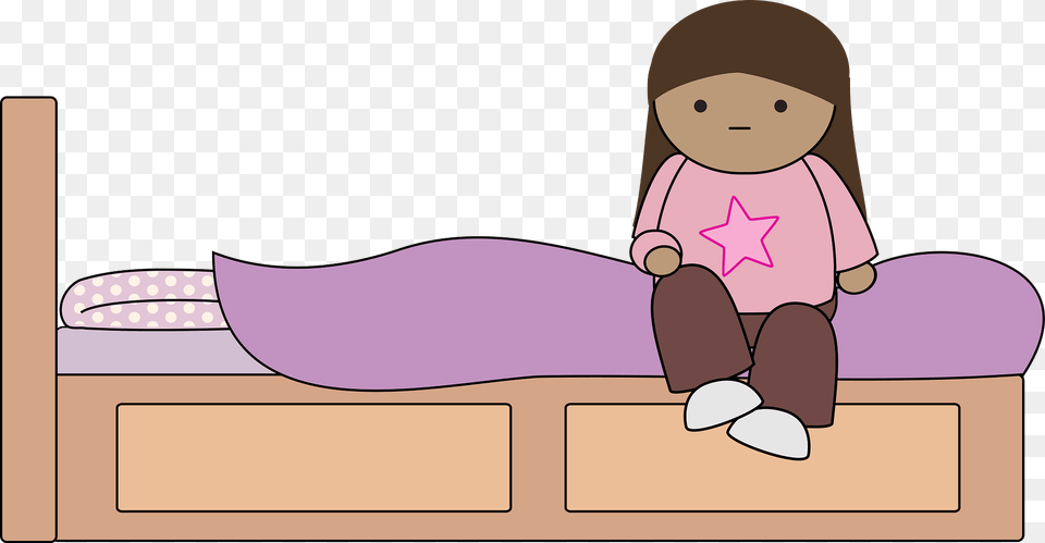 Brown Haired Girl Sitting On Her Bed Clipart, Furniture, Nature, Outdoors, Snow Free Transparent Png