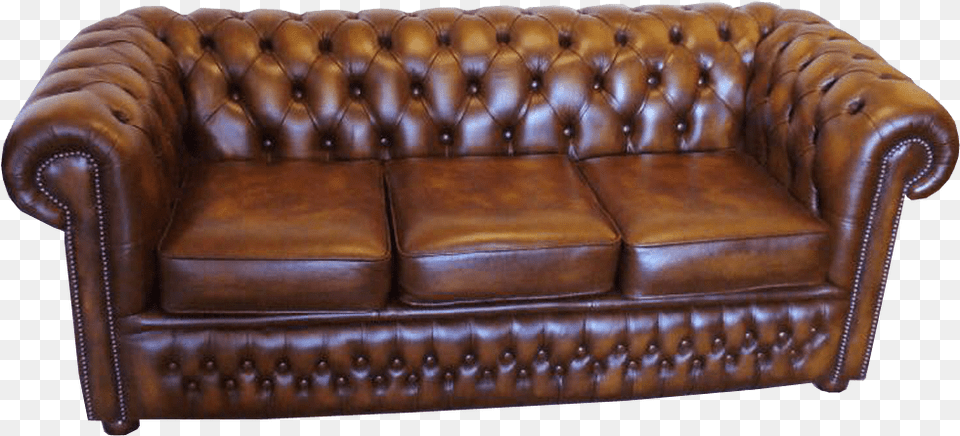 Brown Leather Chesterfield Sofa No Leather Couch Background Brown, Furniture, Chair, Armchair Free Png Download