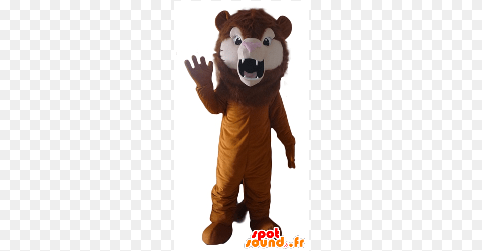 Brown Lion Mascot Roaring Feline Mascot, Animal, Bear, Mammal, Wildlife Free Png