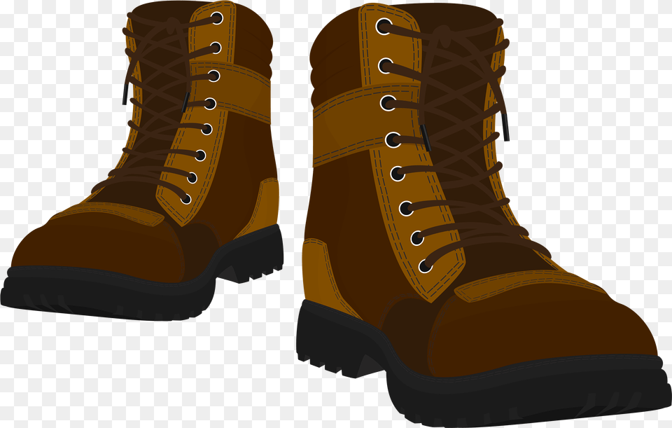 Brown Male Boots Clipart Transparent Background Hiking Boots Clipart, Boot, Clothing, Footwear Png Image