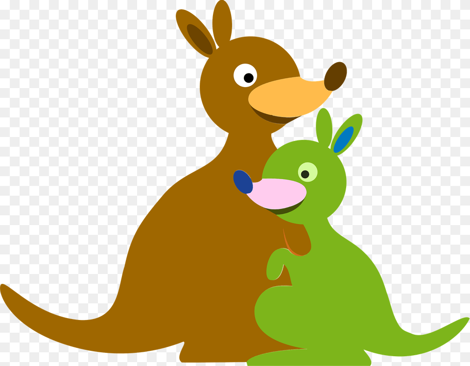 Brown Mother Kangaroo And Baby Green Kangaroo Clipart, Animal, Mammal, Fish, Sea Life Free Transparent Png