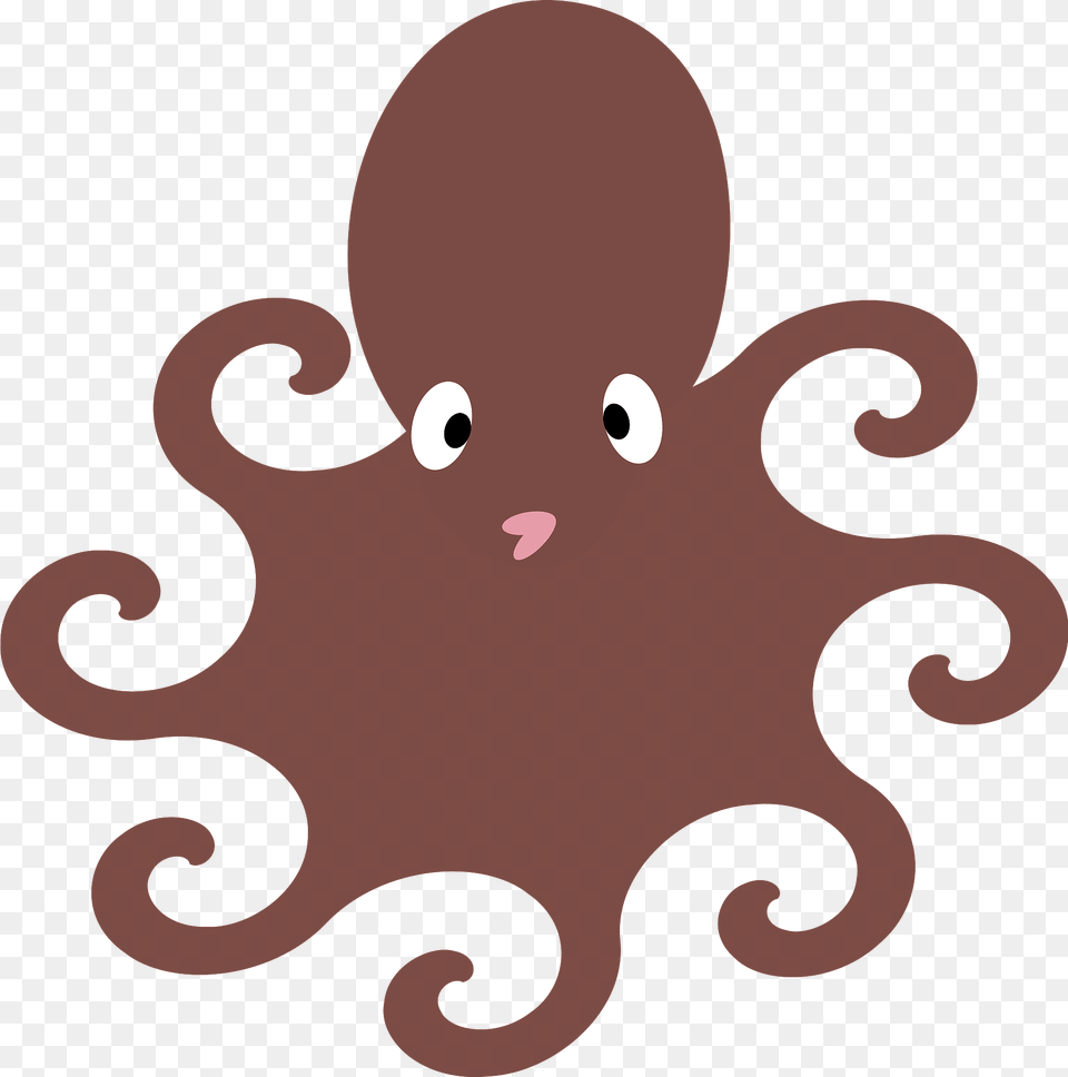 Brown Octopus With Curly Arms Clipart, Animal, Sea Life, Invertebrate, Baby Free Png Download
