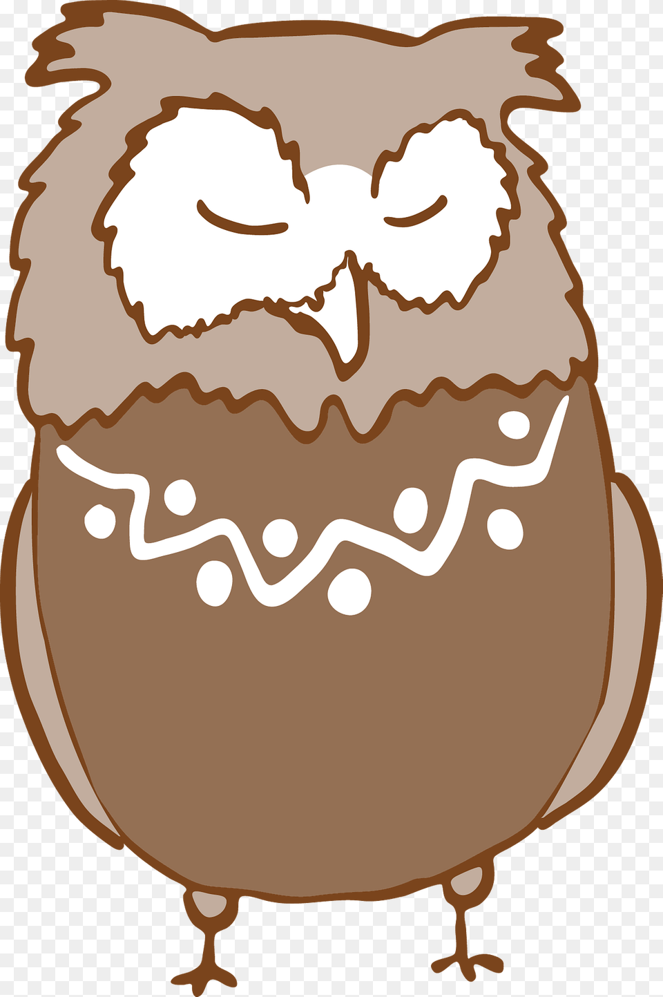 Brown Owl In Patterned Neckline With Eyes Closed Clipart, Vegetable, Produce, Food, Plant Free Png