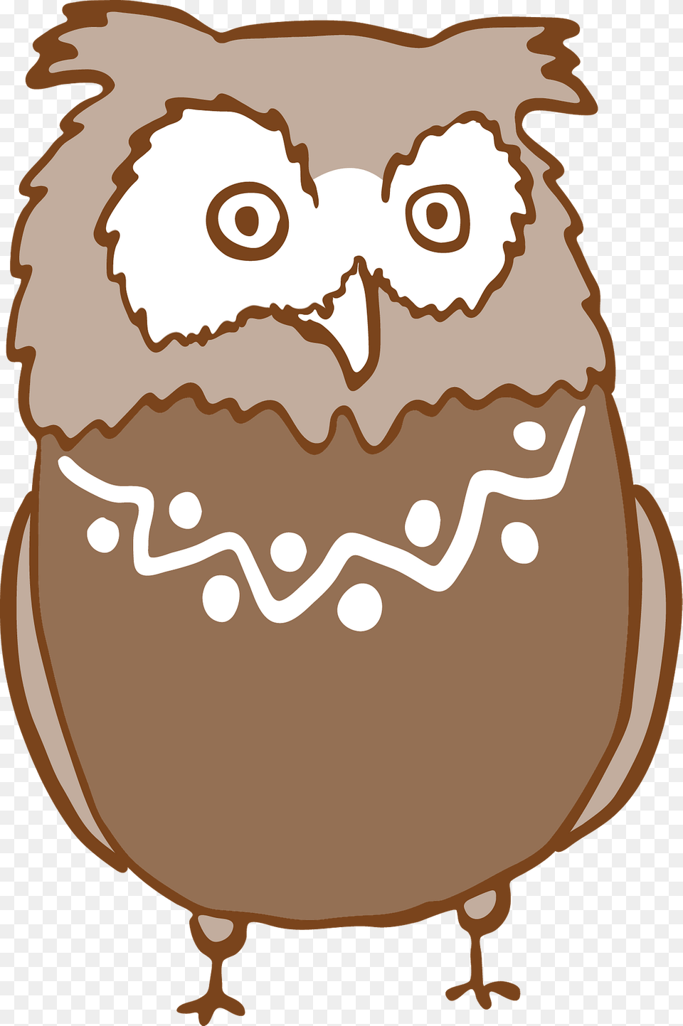 Brown Owl In Patterned Neckline With Eyes Wide Clipart, Animal, Beak, Bird, Baby Free Png