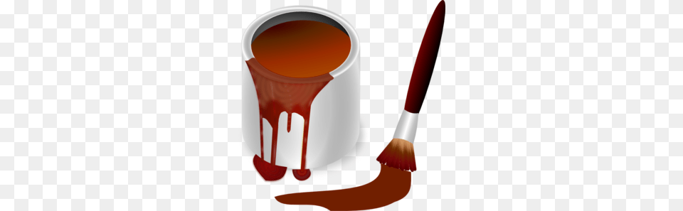 Brown Paint With Paint Brush Clip Art, Device, Tool, Paint Container, Cup Png