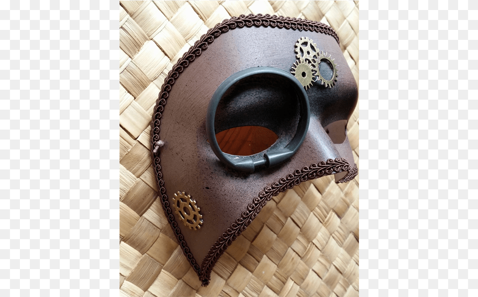 Brown Steampunk Masquerade Mask With Monocle And Gears Leather, Cuff, Armor Free Png