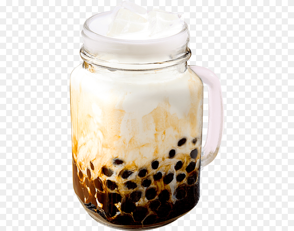 Brown Sugar Fresh Milk Tea With Boba Boba Milk Tea, Jar, Beverage Free Transparent Png