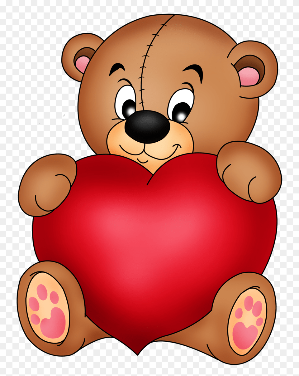 Brown Teddy With Red Heart, Teddy Bear, Toy, Baby, Face Png