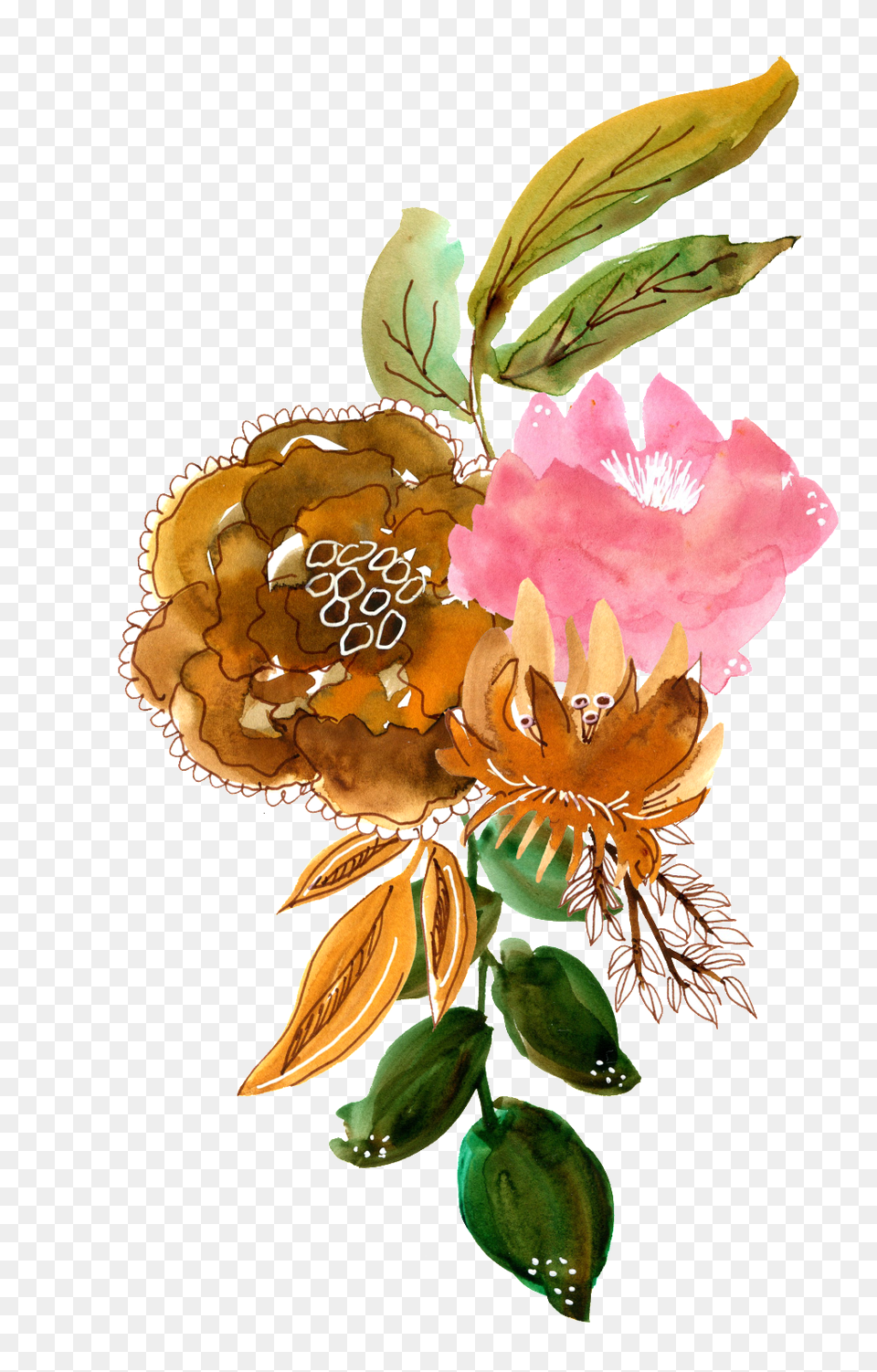 Brown Watercolor Flower Transparent Download, Graphics, Art, Pattern, Floral Design Free Png
