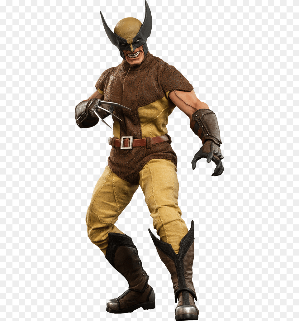 Brown Wolverine Cosplay Boots, Person, Clothing, Costume, Adult Png