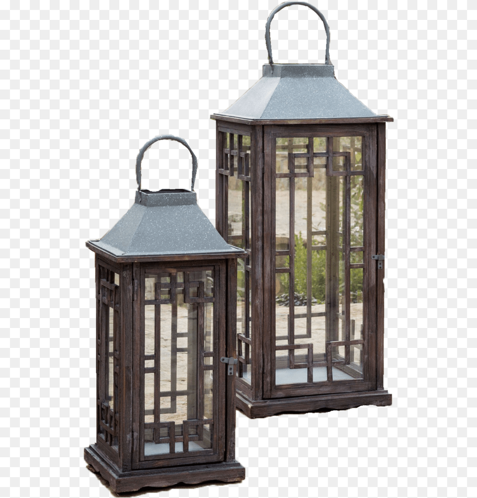 Brown Wood Geometric Lanterns Small And Large, Lamp, Lantern Png