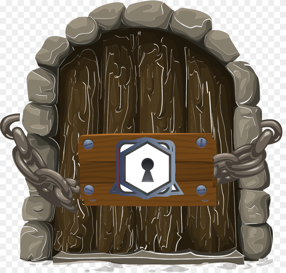 Brown Wooden Castle Locked Door Clipart Free Png
