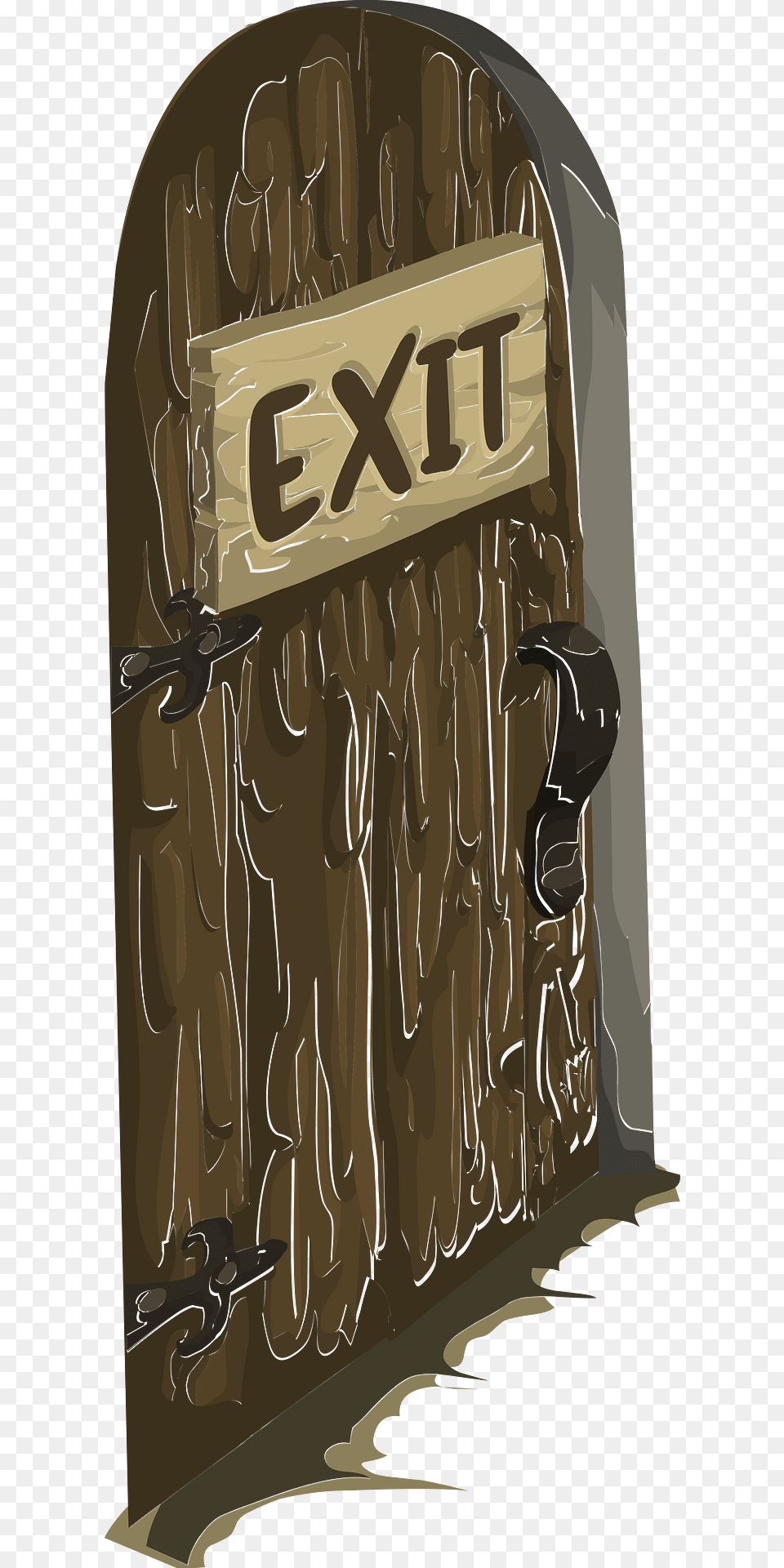 Brown Wooden Log Castle Exit Door Left Clipart, Text, Dynamite, Weapon Free Png
