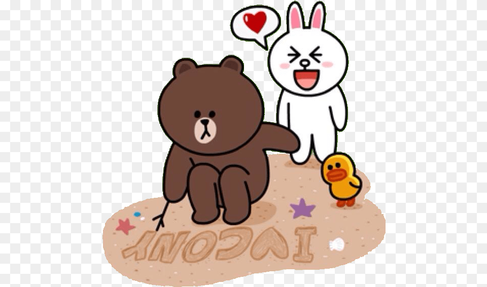 Brown Writes Line Sticker Love Animals Welovepictures Love Brown And Cony Gifs, Plush, Toy, Animal, Bear Free Png