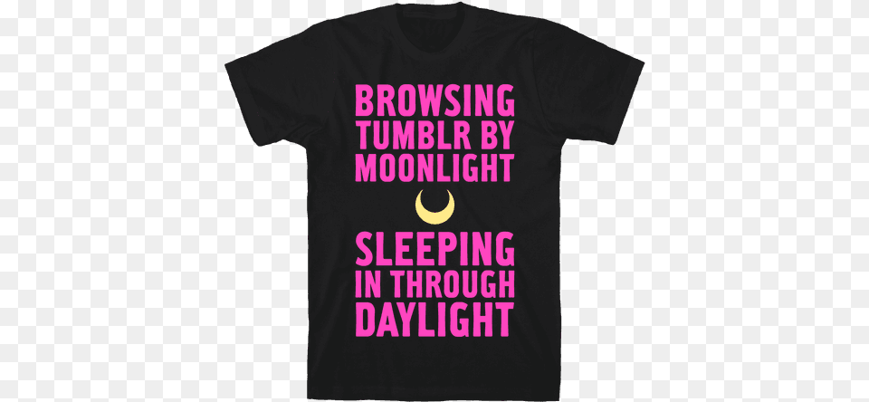 Browsing Tumblr By Moonlight Sleeping In Through Daylight T Shirt, Clothing, T-shirt, Nature, Night Free Png Download