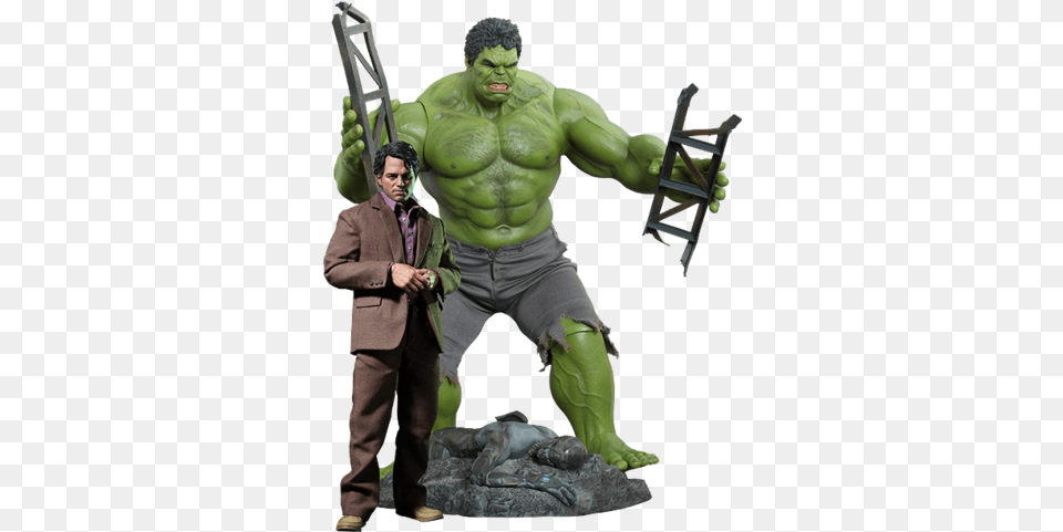 Bruce Banner And Hulk Sixth Scale Figure Set Hot Toys De Hulk, Figurine, Adult, Person, Man Png