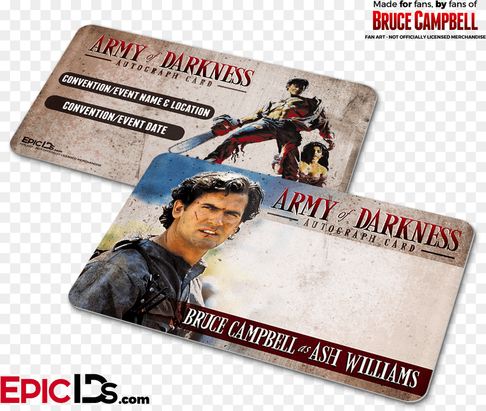 Bruce Campbell Wallet Sized Autograph Cards Bruce Campbell Army Of Darkness, Text, Adult, Male, Man Png
