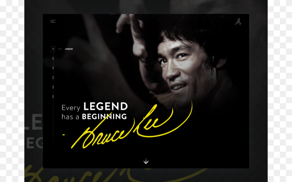 Bruce Lee Design Portfolio Landing, Person, Body Part, Finger, Hand Free Png