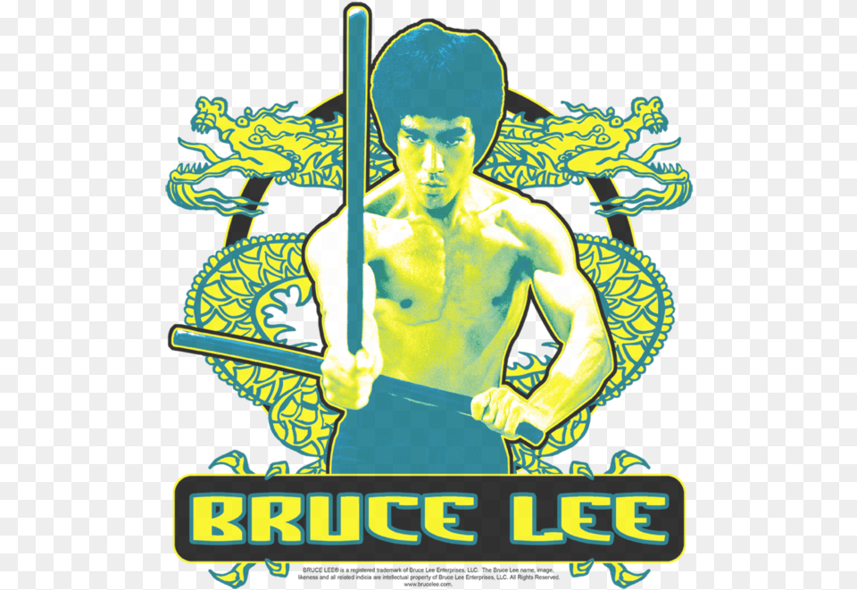 Bruce Lee Double Dragons T Shirt Size M Download Poster, Adult, Male, Man, People Free Png