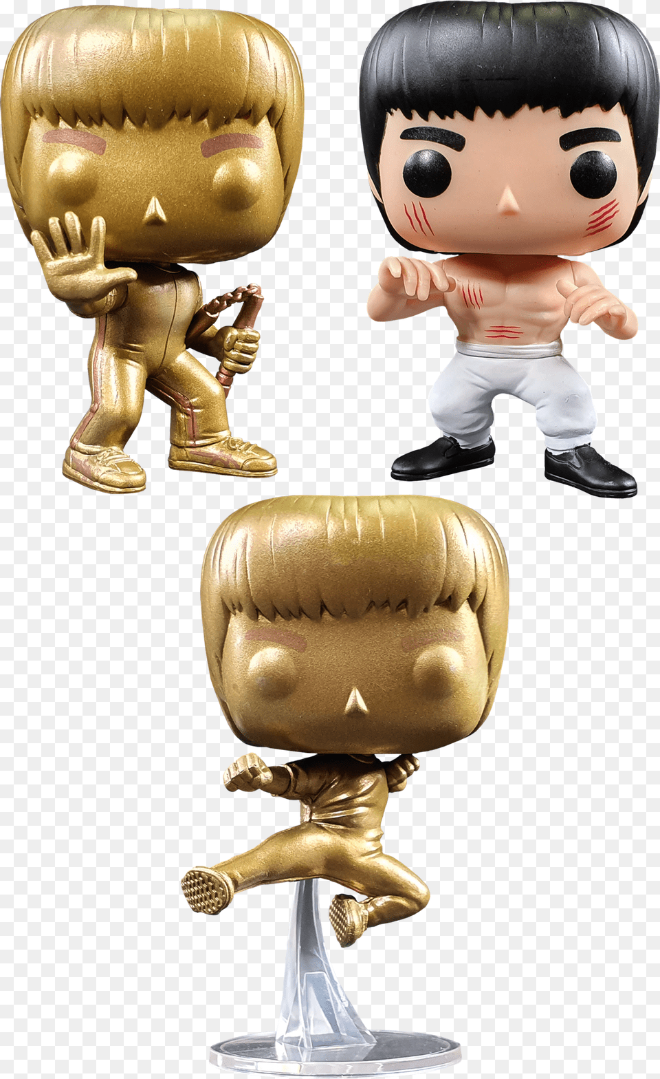 Bruce Lee Gold Pop Vinyl, Glass, Figurine, Toy, Doll Png