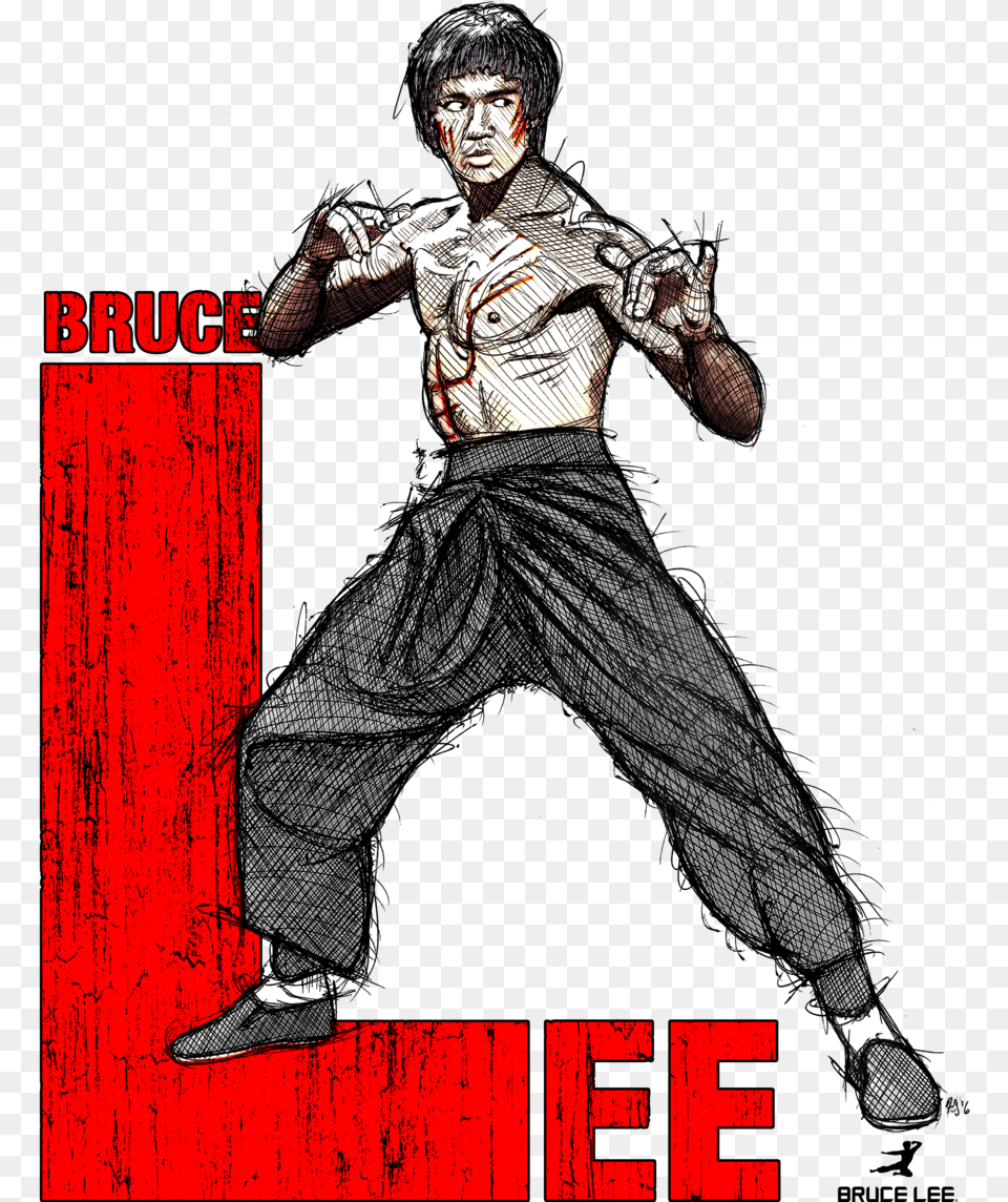 Bruce Lee Sketch B Download Illustration, Adult, Person, Man, Male Png