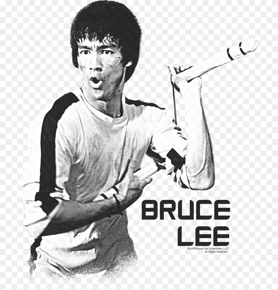 Bruce Lee With Nunchucks White, Adult, Person, People, Man Png