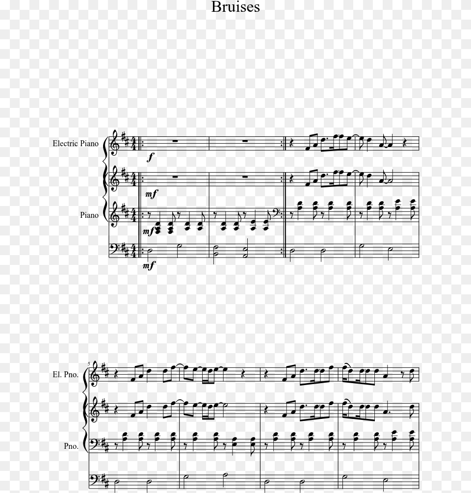 Bruises Sheet Music 1 Of 7 Pages Video Game Sheet Music Bass Clarinet, Gray Png Image