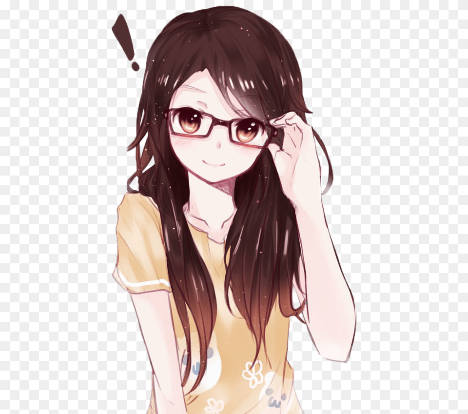 Brunette Anime Girl Glasses Image Anime Girl With Glass, Publication, Book, Comics, Woman Free Transparent Png
