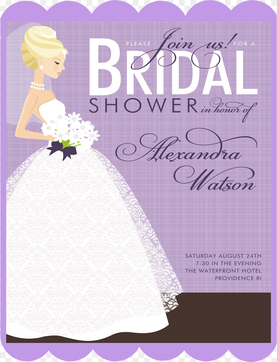 Brunette Bride Dress Invitation Template Png