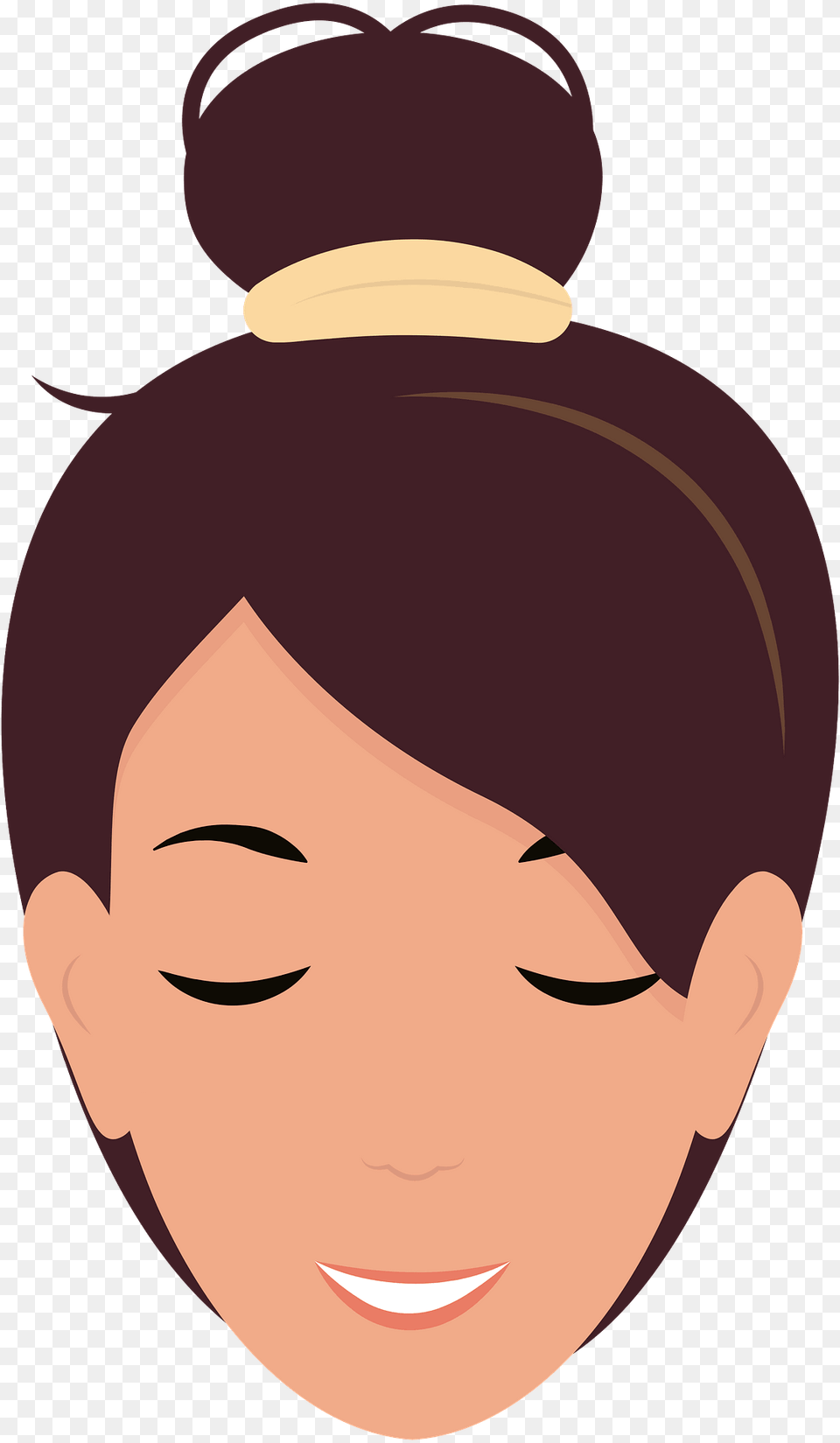 Brunette Girl Head With Closed Eyes Clipart, Person, Portrait, Face, Photography Free Png